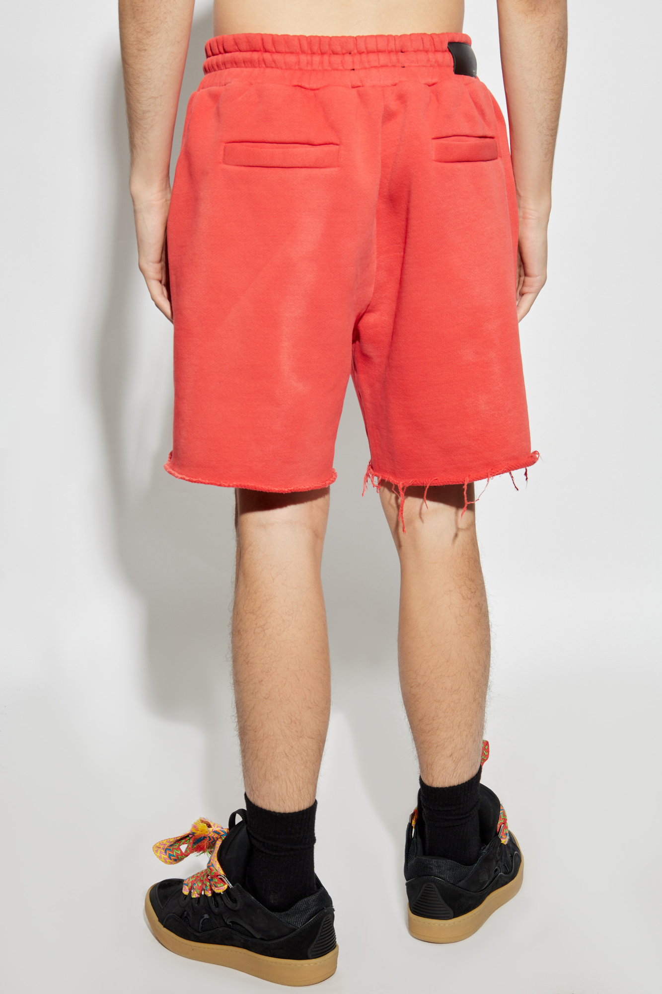 ショートパンツ AMIRI Women Shorts  Burmudas PF23WKB021900 RED Men's luxury shorts - Amiri red cotton shorts with “MA” logo